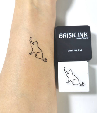 Reusable Temporary Tattoo Stamp Kit, Custom Instant Ink (3x3cm),Cat Tattoo
