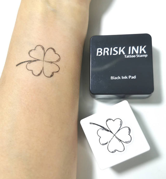 Reusable Temporary Tattoo Stamp Kit, Custom Instant Ink (3x3cm)，Clover Tattoo