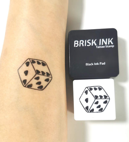 Reusable Temporary Tattoo Stamp Kit, Custom Instant Ink (3x3cm) Dice Tattoo