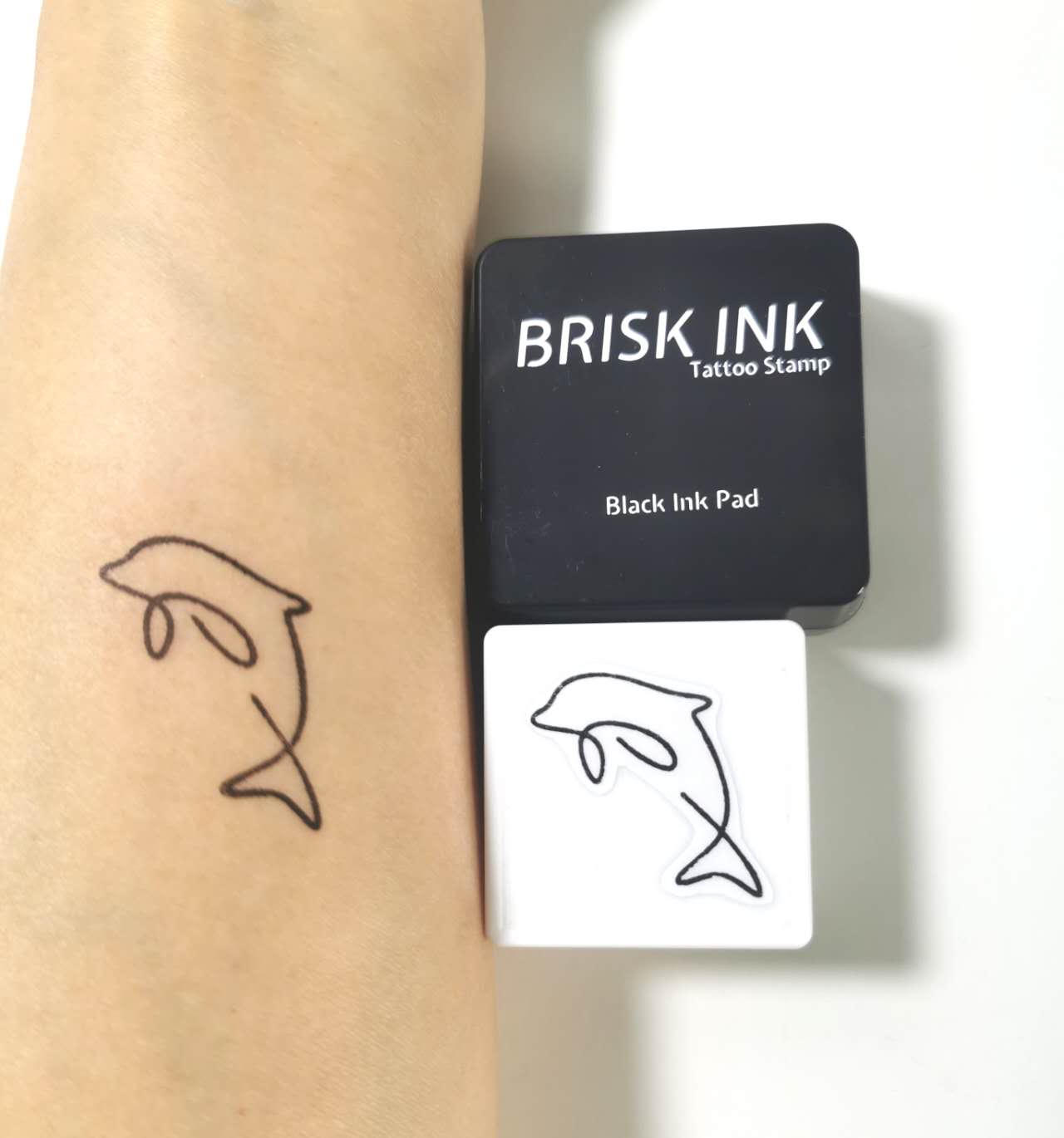 Reusable Temporary Tattoo Stamp Kit, Custom Instant Ink (3x3cm),Dolphin Tattoo