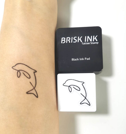 Reusable Temporary Tattoo Stamp Kit, Custom Instant Ink (3x3cm),Dolphin Tattoo