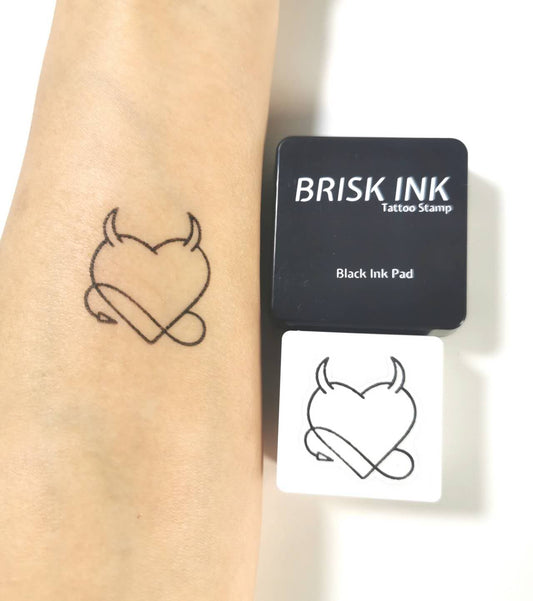 Reusable Temporary Tattoo Stamp Kit, Custom Instant Ink (3x3cm) Heart Tattoo