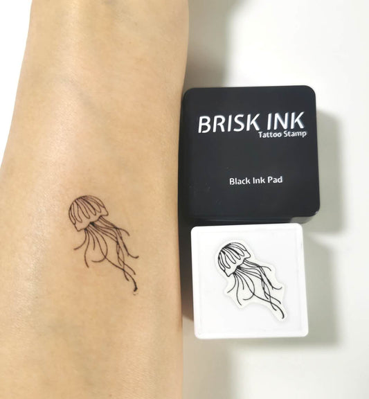 Reusable Temporary Tattoo Stamp Kit, Custom Instant Ink (3x3cm),Jelly Fish Tattoo