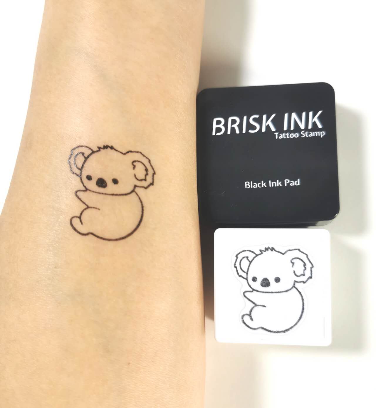 Reusable Temporary Tattoo Stamp Kit, Custom Instant Ink (3x3cm),Koala Tattoo