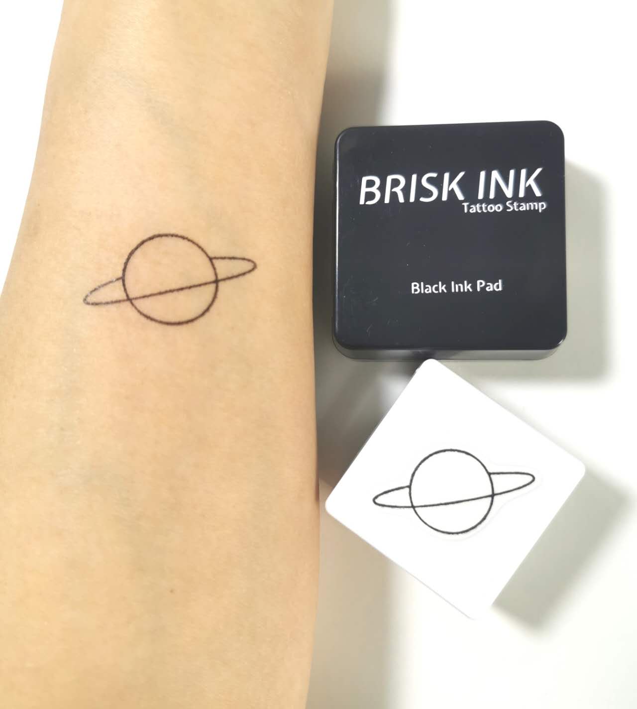 Reusable Temporary Tattoo Stamp Kit, Custom Instant Ink (3x3cm),Planet Tattoo