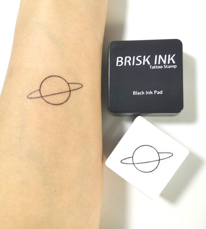Reusable Temporary Tattoo Stamp Kit, Custom Instant Ink (3x3cm),Planet Tattoo