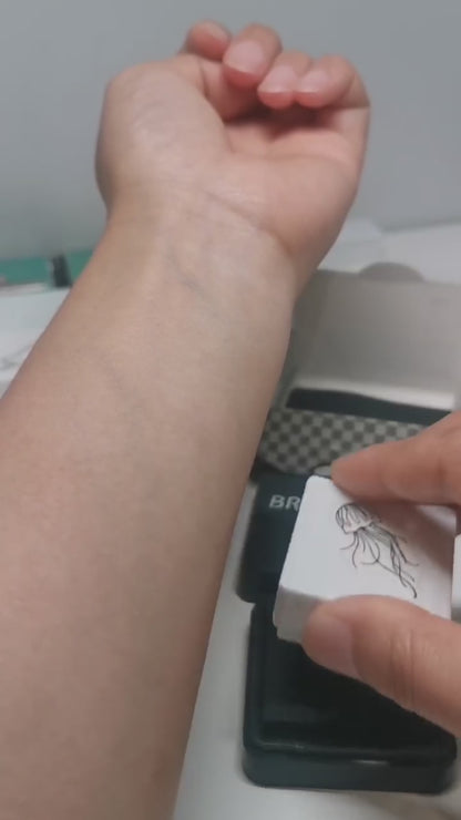 Reusable Temporary Tattoo Stamp Kit, Custom Instant Ink (3x3cm),Cherry Tattoo