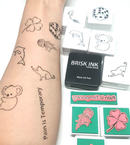 Reusable Temporary Tattoo Stamp Kit, Custom Instant Ink (3x3cm),Cherry Tattoo